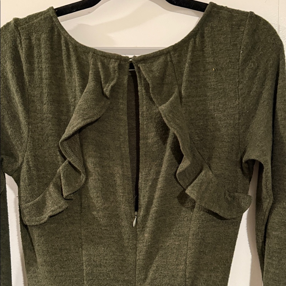 Lulu's Dark Green Long Sleeve Dress - Picture 6 of 6